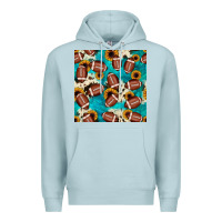 Blue Mist football turquoise cowhide sunflower seamless pattern Premium Hoodie - JahusDesignShop