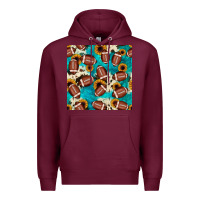 Burgundy football turquoise cowhide sunflower seamless pattern Premium Hoodie - JahusDesignShop