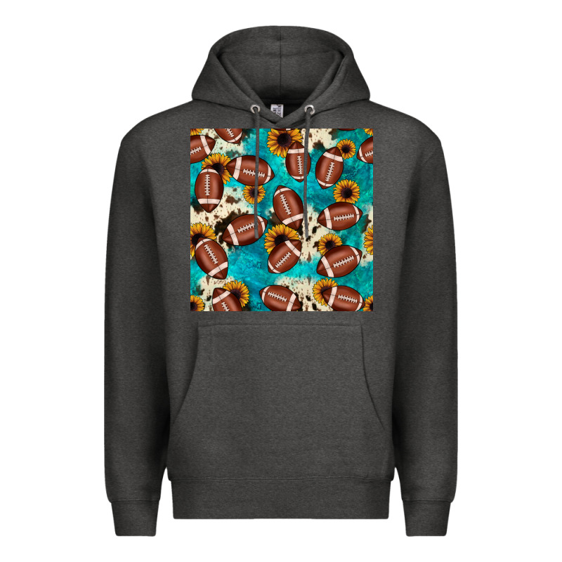 Football Turquoise Cowhide Sunflower Seamless Pattern Premium Hoodie by JahusDesignShop | Teevron