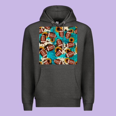 Football Turquoise Cowhide Sunflower Seamless Pattern Premium Hoodie Designed By Jahusdesignshop