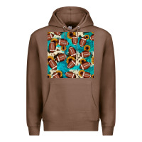 Chestnut football turquoise cowhide sunflower seamless pattern Premium Hoodie - JahusDesignShop