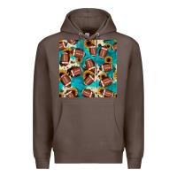 Coffee football turquoise cowhide sunflower seamless pattern Premium Hoodie - JahusDesignShop