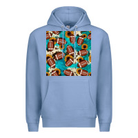 Colony Blue football turquoise cowhide sunflower seamless pattern Premium Hoodie - JahusDesignShop