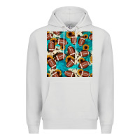 Dove Grey football turquoise cowhide sunflower seamless pattern Premium Hoodie - JahusDesignShop