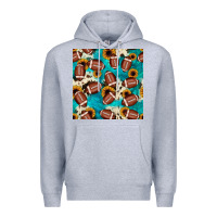 Heather Grey football turquoise cowhide sunflower seamless pattern Premium Hoodie - JahusDesignShop