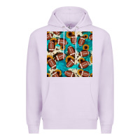Lilac football turquoise cowhide sunflower seamless pattern Premium Hoodie - JahusDesignShop