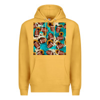 Mustard football turquoise cowhide sunflower seamless pattern Premium Hoodie - JahusDesignShop