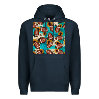 Navy football turquoise cowhide sunflower seamless pattern Premium Hoodie - JahusDesignShop