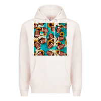 Pale Pink football turquoise cowhide sunflower seamless pattern Premium Hoodie - JahusDesignShop