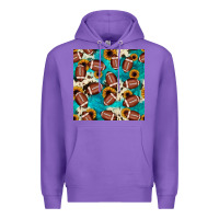 Purple football turquoise cowhide sunflower seamless pattern Premium Hoodie - JahusDesignShop