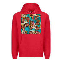 Red football turquoise cowhide sunflower seamless pattern Premium Hoodie - JahusDesignShop