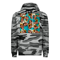 Slate Camo football turquoise cowhide sunflower seamless pattern Premium Hoodie - JahusDesignShop