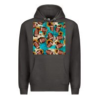 Smoke football turquoise cowhide sunflower seamless pattern Premium Hoodie - JahusDesignShop