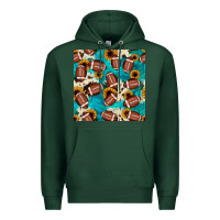 Sports Green football turquoise cowhide sunflower seamless pattern Premium Hoodie - JahusDesignShop