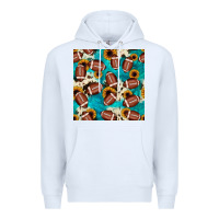 White football turquoise cowhide sunflower seamless pattern Premium Hoodie - JahusDesignShop