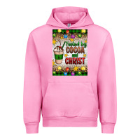 Fuchsia Pink christmas fueled by cocoa and christ Urban Hoodie - Artiststas
