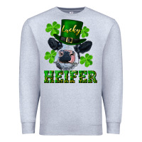 Heather Grey Lucky heifer Premium Sweatshirt - RanaPortraitStore
