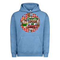 Pigment Pebble Blue christmas fueled by cocoa and christ ornament Urban Hoodie - Artiststas