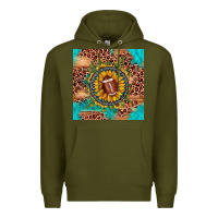 Army Green football leopard turquoise sunflower seamless pattern Premium Hoodie - JahusDesignShop