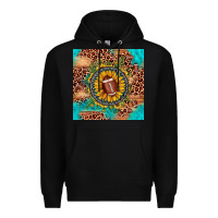 Black football leopard turquoise sunflower seamless pattern Premium Hoodie - JahusDesignShop