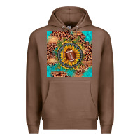Chestnut football leopard turquoise sunflower seamless pattern Premium Hoodie - JahusDesignShop