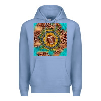 Colony Blue football leopard turquoise sunflower seamless pattern Premium Hoodie - JahusDesignShop