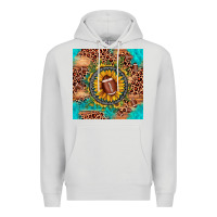 Dove Grey football leopard turquoise sunflower seamless pattern Premium Hoodie - JahusDesignShop