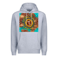 Heather Grey football leopard turquoise sunflower seamless pattern Premium Hoodie - JahusDesignShop