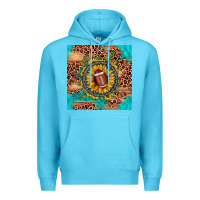 Ocean Blue football leopard turquoise sunflower seamless pattern Premium Hoodie - JahusDesignShop