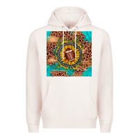 Pale Pink football leopard turquoise sunflower seamless pattern Premium Hoodie - JahusDesignShop