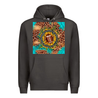 Smoke football leopard turquoise sunflower seamless pattern Premium Hoodie - JahusDesignShop