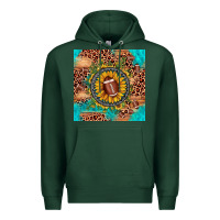Sports Green football leopard turquoise sunflower seamless pattern Premium Hoodie - JahusDesignShop
