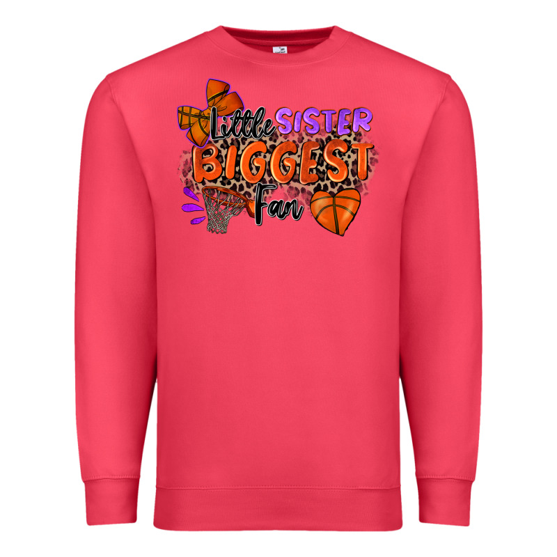 Little Sister Biggest Fan Basketball Premium Sweatshirt by Zillion Design Studio | Teevron