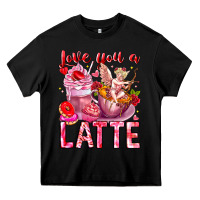 Black Love You Latte Valentine Cupid Heavy Core Tee - CowhideDigitalArt
