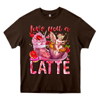 Chocolate Brown Love You Latte Valentine Cupid Heavy Core Tee - CowhideDigitalArt