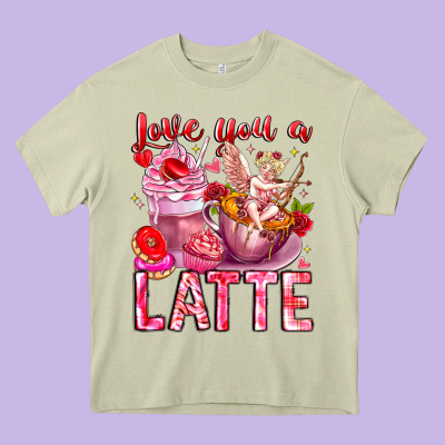 Love You Latte Valentine Cupid Heavy Core Tee Designed By Cowhidedigitalart