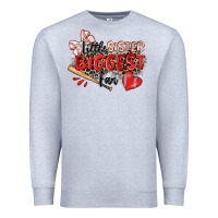 Heather Grey little sister biggest fan baseball Premium Sweatshirt - Zillion Design Studio