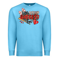 Ocean Blue little sister biggest fan baseball Premium Sweatshirt - Zillion Design Studio