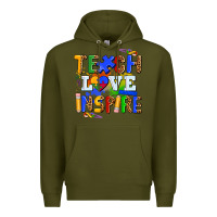 Army Green teach love inspire Premium Hoodie - AdoDesignShop