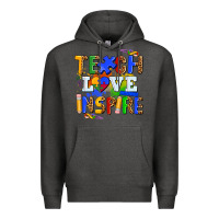 Charcoal Heather teach love inspire Premium Hoodie - AdoDesignShop
