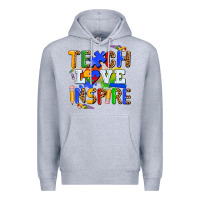 Heather Grey teach love inspire Premium Hoodie - AdoDesignShop