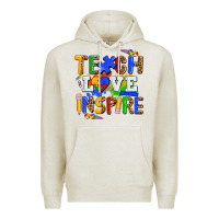 Oatmeal Heather teach love inspire Premium Hoodie - AdoDesignShop