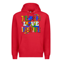 Red teach love inspire Premium Hoodie - AdoDesignShop