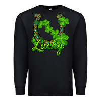 Black Lucky shamrock horseshoe Premium Sweatshirt - RanaPortraitStore
