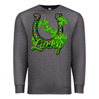 Charcoal Heather Lucky shamrock horseshoe Premium Sweatshirt - RanaPortraitStore