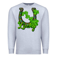 Heather Grey Lucky shamrock horseshoe Premium Sweatshirt - RanaPortraitStore
