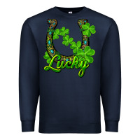 Navy Lucky shamrock horseshoe Premium Sweatshirt - RanaPortraitStore
