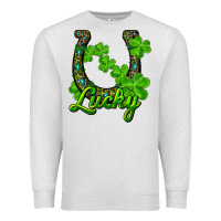 Oatmeal Heather Lucky shamrock horseshoe Premium Sweatshirt - RanaPortraitStore