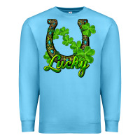 Ocean Blue Lucky shamrock horseshoe Premium Sweatshirt - RanaPortraitStore