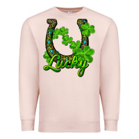 Pale Pink Lucky shamrock horseshoe Premium Sweatshirt - RanaPortraitStore